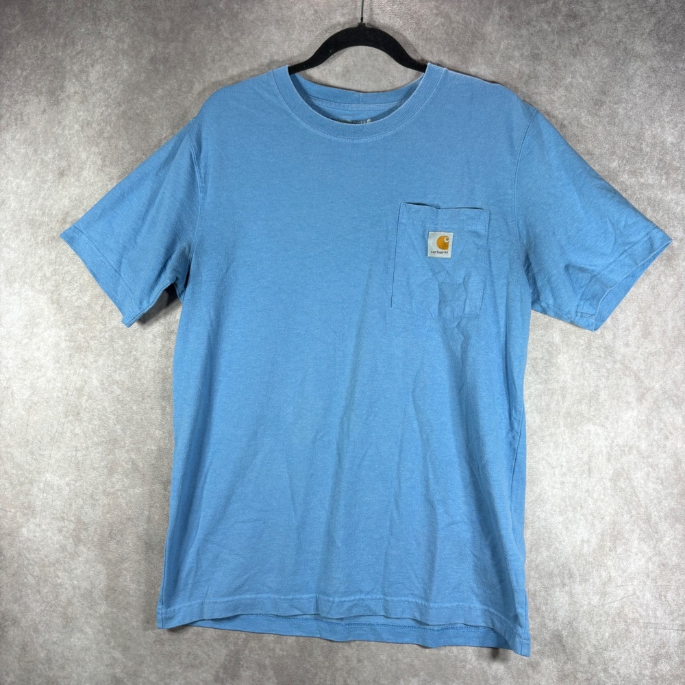 Carhartt T-Shirt Mens M Blue Relaxed Fit Pocket Tee Short Sleeve Cotton Blend
